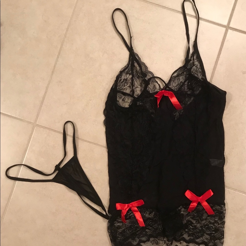 NWOT Black with red lingerie Sexy black lace - Picture 6 of 6